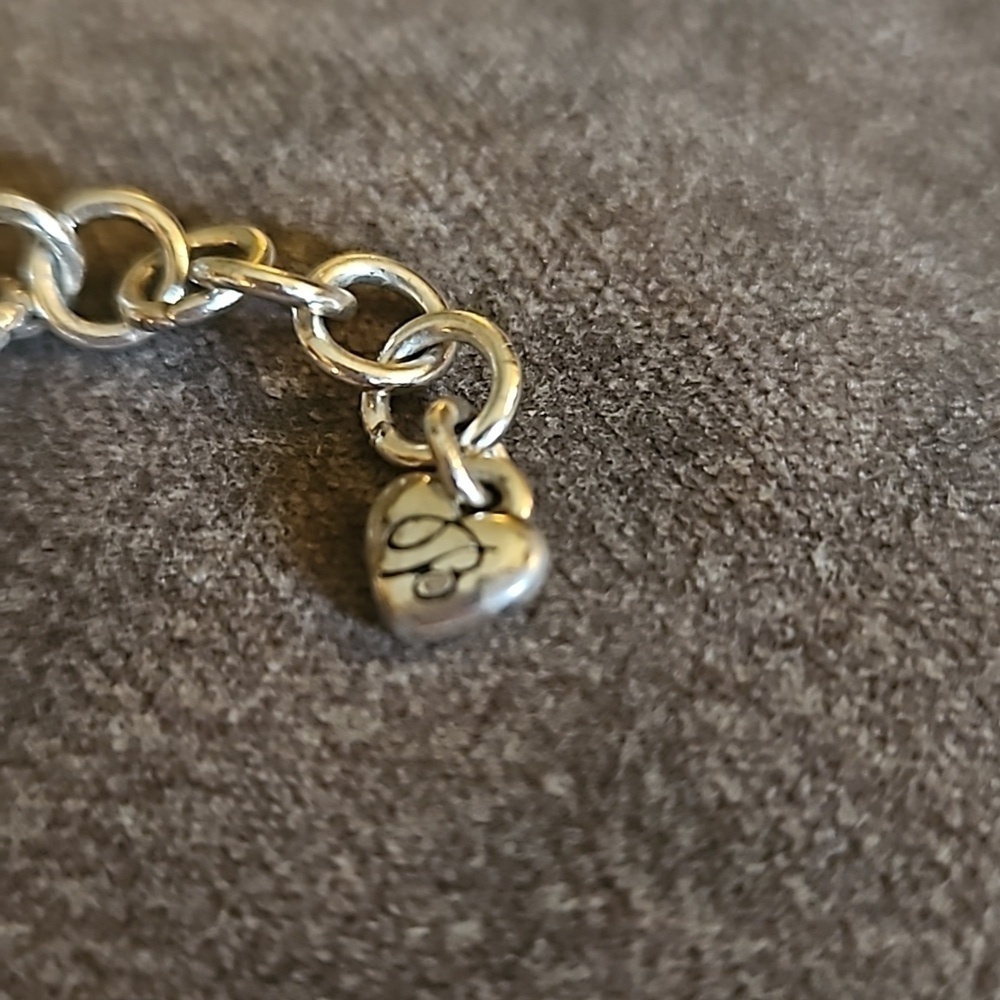 BRIGHTON Heartland Silver Plated Heart Crystal Link Coquette Bracelet - Picture 7 of 8